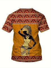 Unleash Your Style with African Tribal Art T-shirt - Comfortable Short Sleeves & Crew Neck for Men - Free Delivery Worldwide only at Flexi Africa