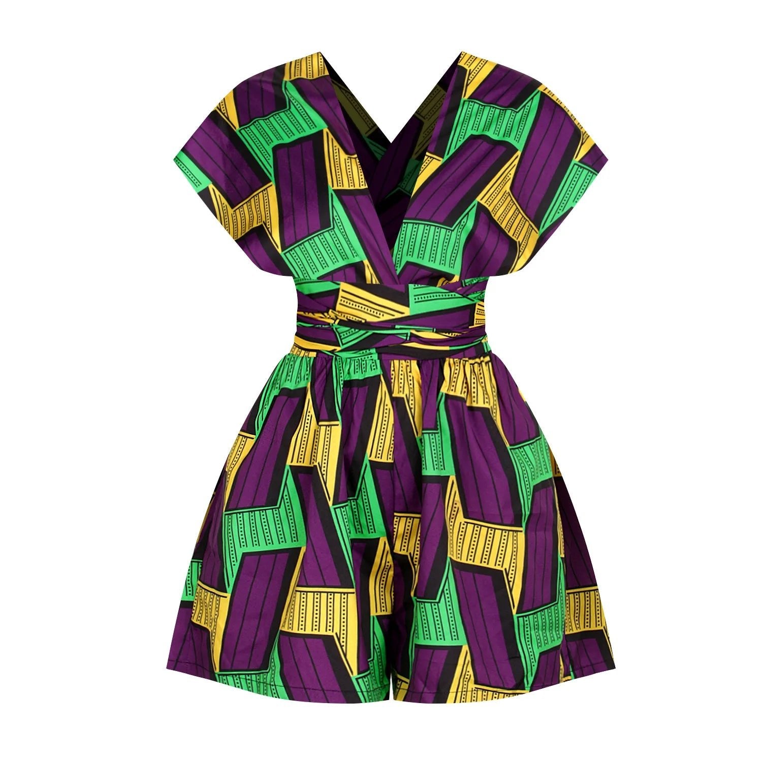 Vintage Vibes: Women's African Dashiki Retro Print Jumpsuit & Mini Skirt Shorts Party Fashion - Flexi Africa - Free Delivery Worldwide only at www.flexiafrica.com