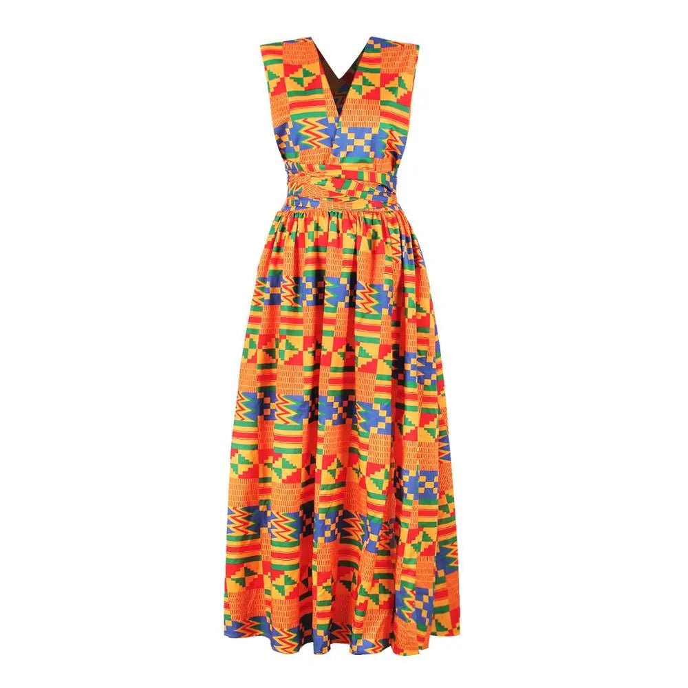 Women's Sexy Sleeveless Dress - Fashionable Backless National Print Party Dress - Flexi Africa - Free Delivery Worldwide only at www.flexiafrica.com