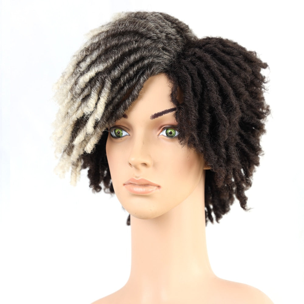 10" Braided Wigs Afro Bob Wig Synthetic Dreadlock Wigs Short Curly - Flexi Africa - Flexi Africa offers Free Delivery Worldwide - Vibrant African traditional clothing showcasing bold prints and intricate designs