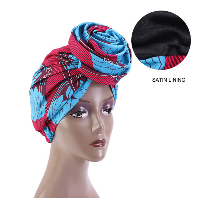 African Print Stretch Bandana Head Wrap Floral Ankara Dashiki Women - Flexi Africa offers Free Delivery Worldwide - Vibrant