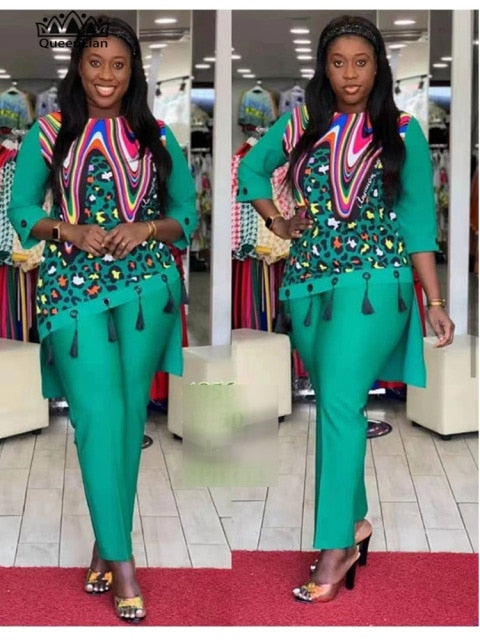 Modern Chic: Traditional African Dashiki 2PC Fashion in Multicolors - Enjoy Free Worldwide Delivery with Flexi Africa